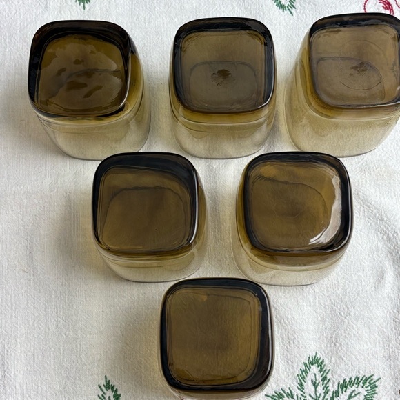 Set of 6 Libbey Carrington smoky brown whiskey square rocks glass / tumblers - Picture 7 of 8